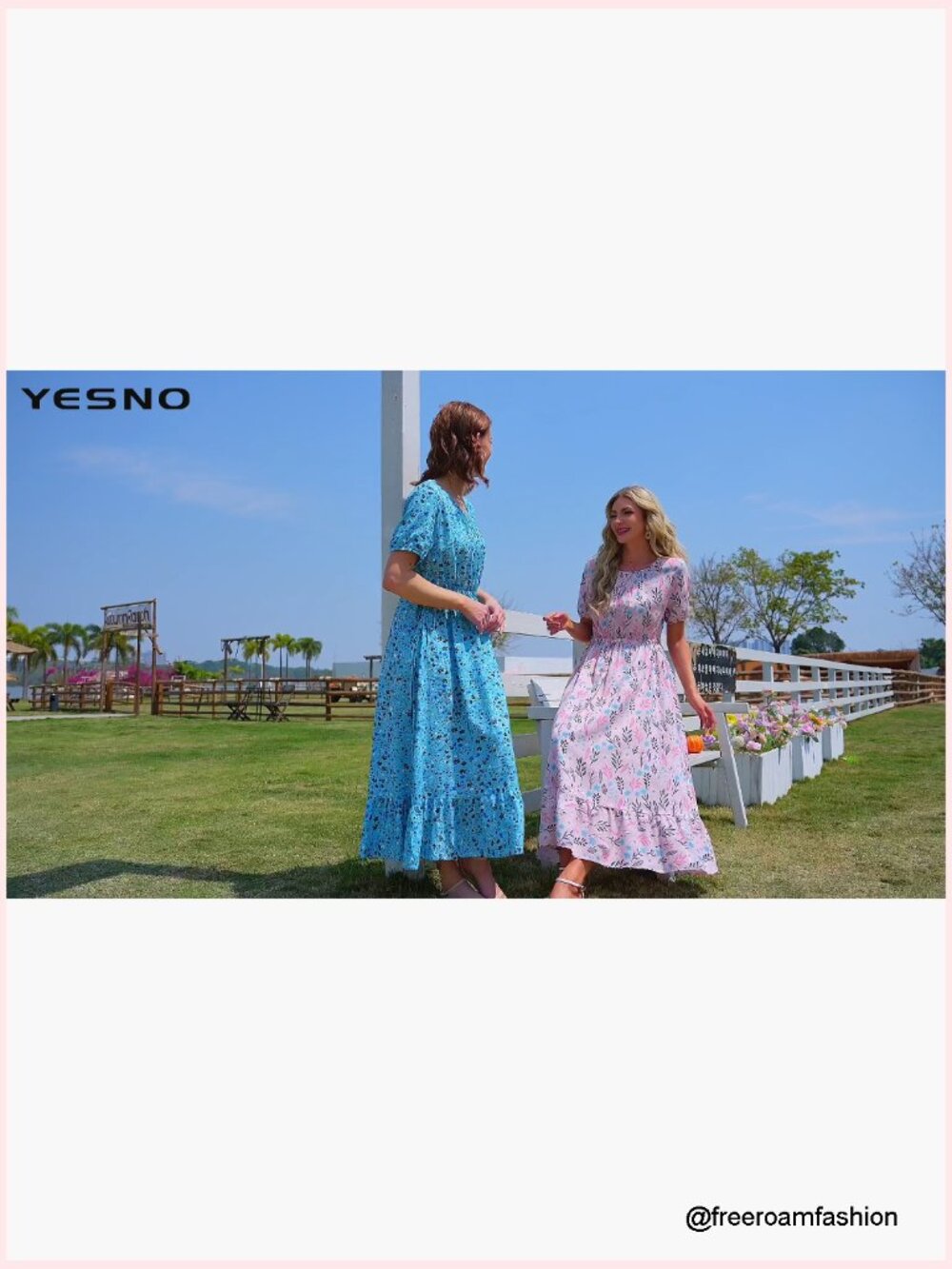 Women's Floral Maxi Dress with Pockets Boho Puff Sleeve Casual Summer - Picture 7 of 7
